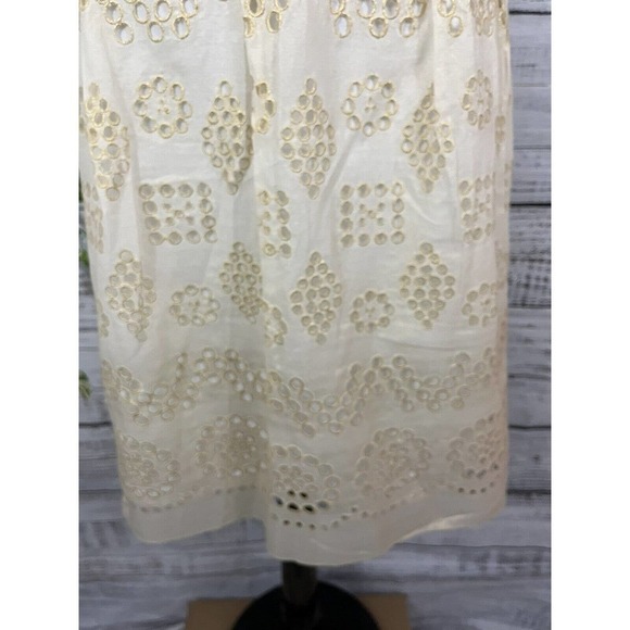 Nygard Skirt Plus 24 Ivory Gold Eyelet Knee Wedding Cocktail Church Modest Slim - Picture 7 of 14